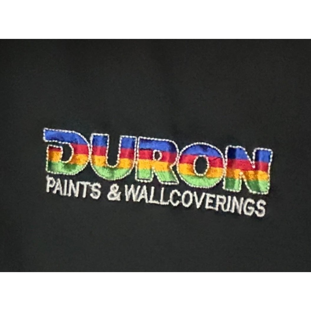 Vintage‎ 70's Duron Paints & Wallcoverings Rainbow Trim Black Bomber Jacket NWOT